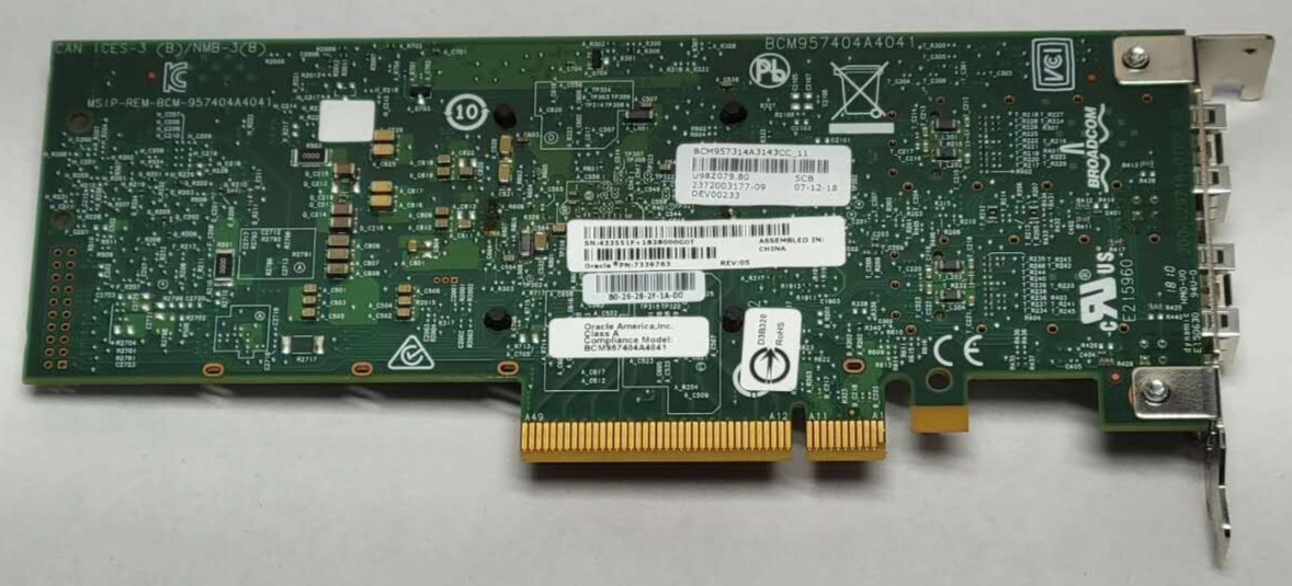 Oracle Broadcom Dual Port 10/25GbE SFP28 Network Adapter 7339763 Low Profile
