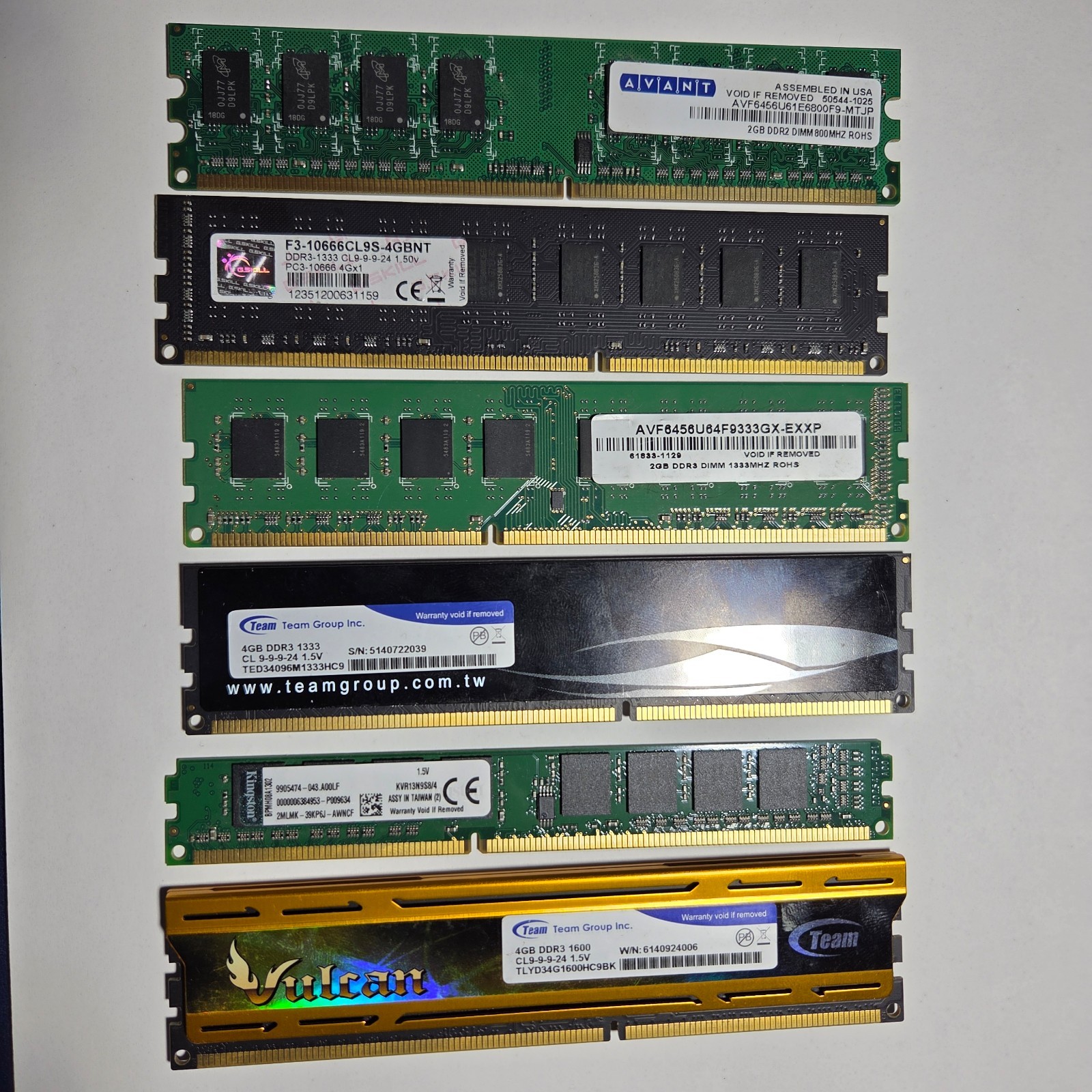 RAM DDR2 DDR3 RAM Lot of 6 Mixed Sticks Memory Modules 1 unknown Laptop RAM