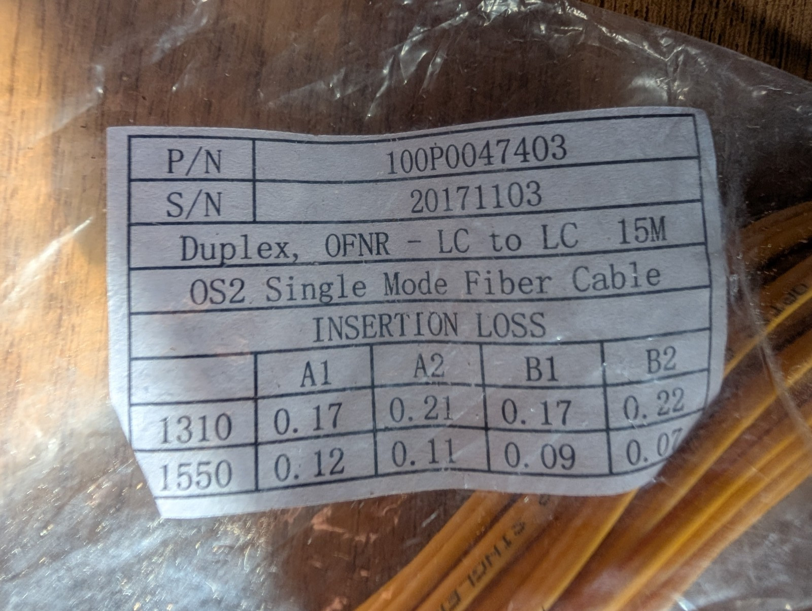 Blackbox FOSM-015M-LCLC OS2 Single-Mode Fiber Optic Cable DUPLEX OFNR 15M