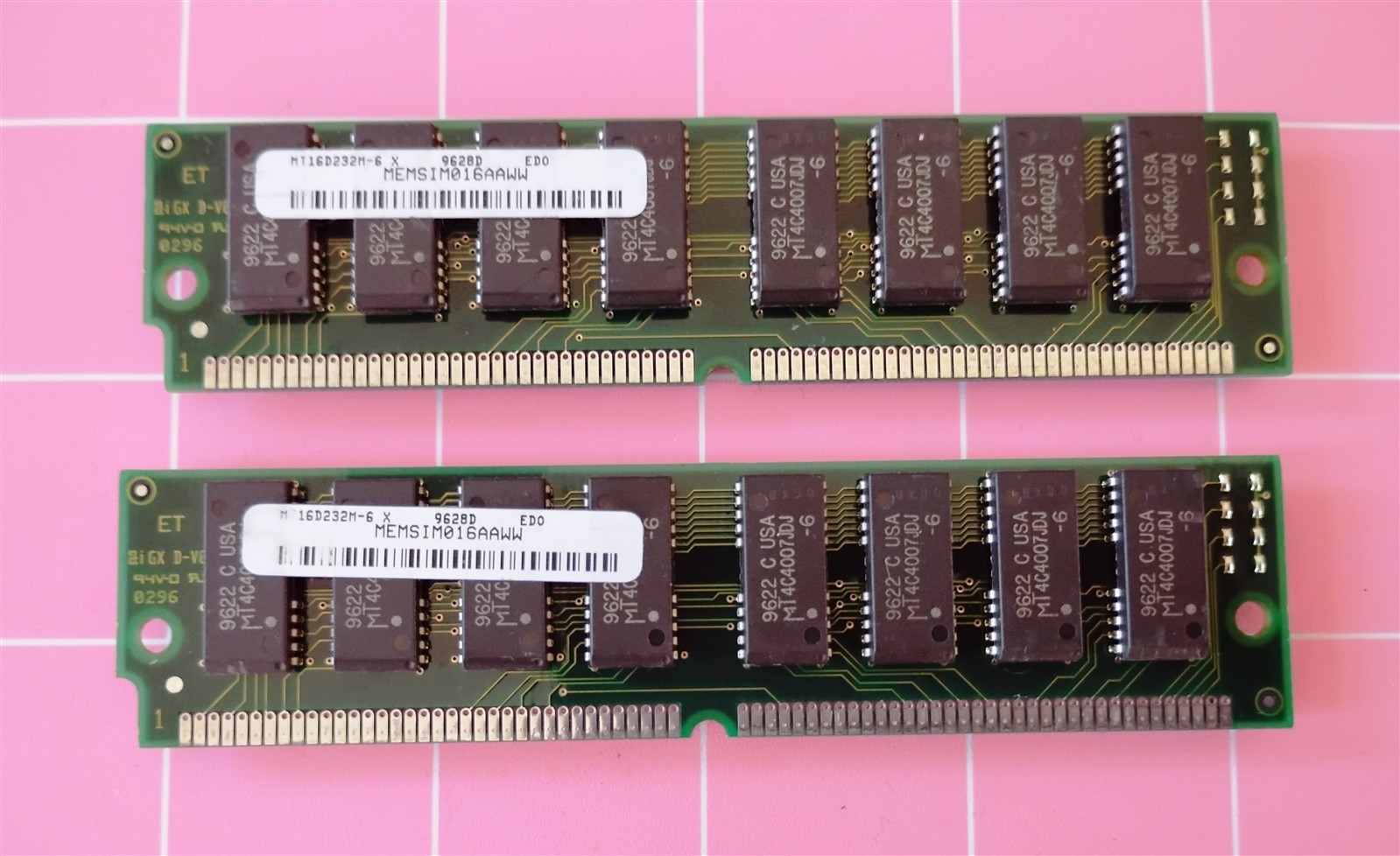 16MB 2x8MB EDO 60ns Gateway MEMSIM016AAWW 2Mx32 72-Pin Vintage Desktop RAM Kit