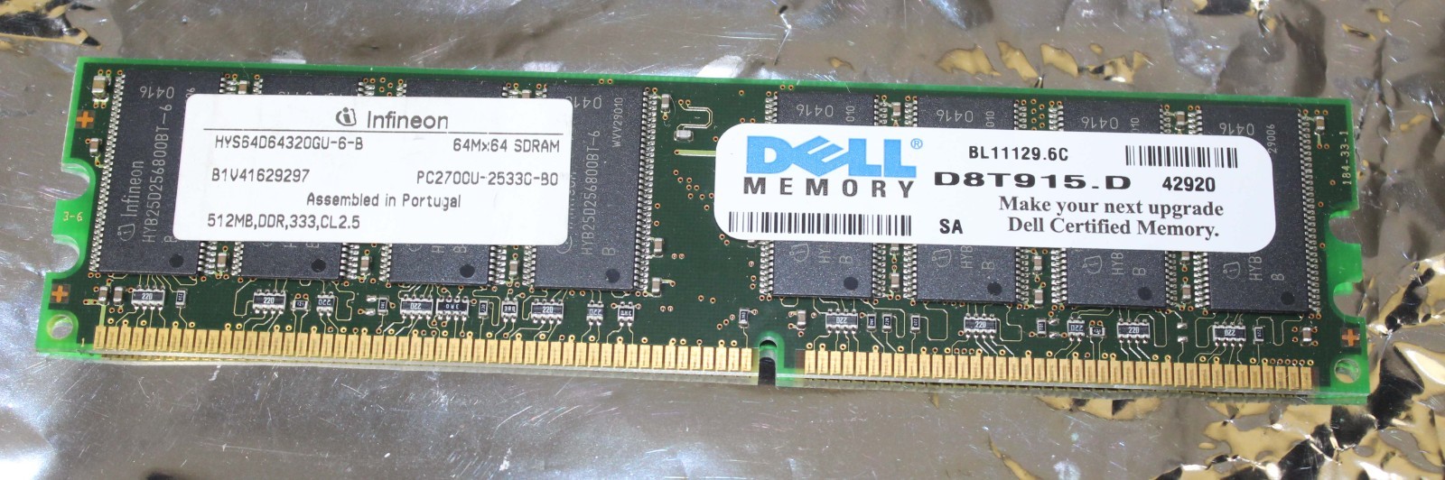 DELL MEMORY D8T915.D 512MB DDR 333 CL2.5 PC2700U-BO SDRAM