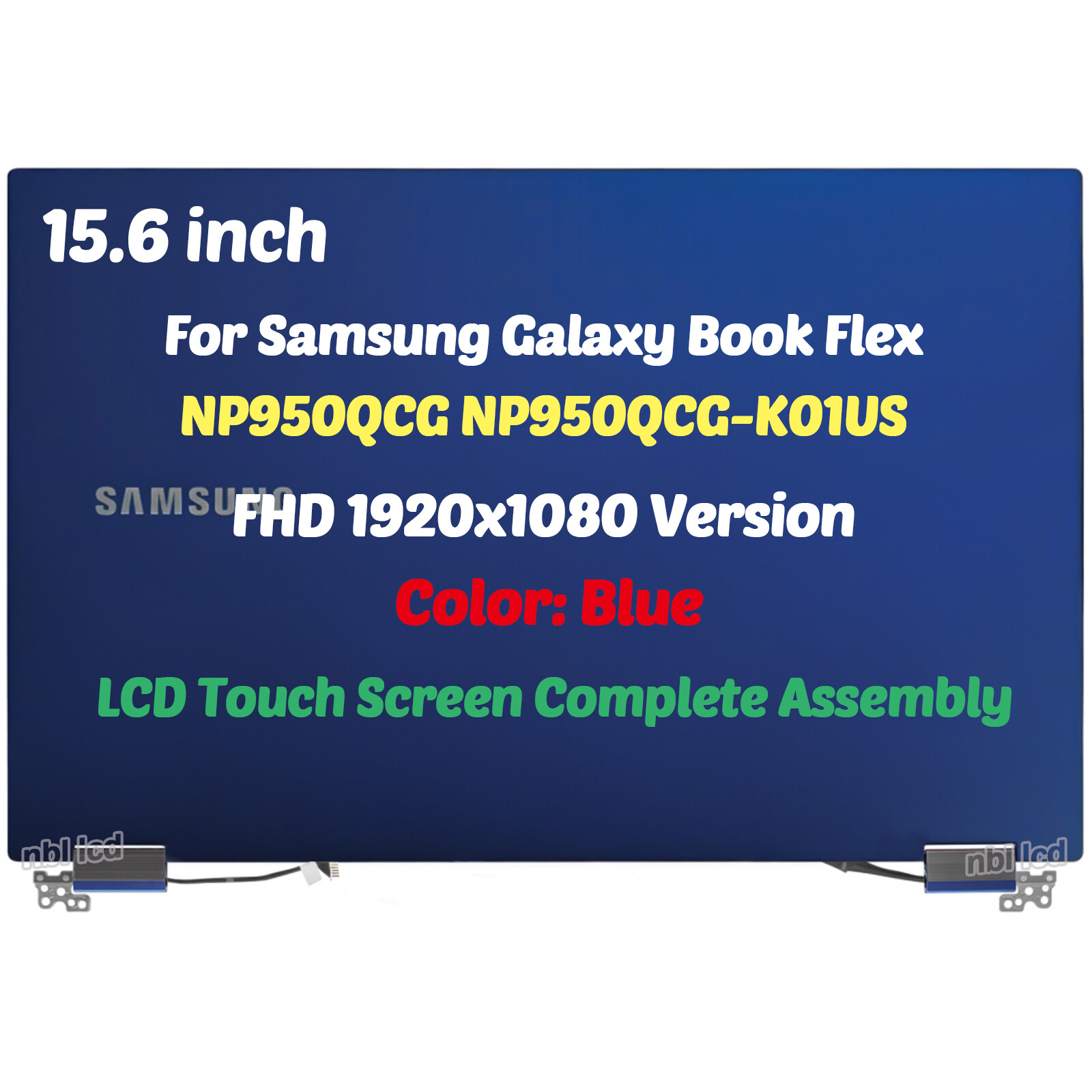 15.6″ FHD For Samsung NP950QCG-X01 LED LCD Touch Screen Complete Assembly Blue