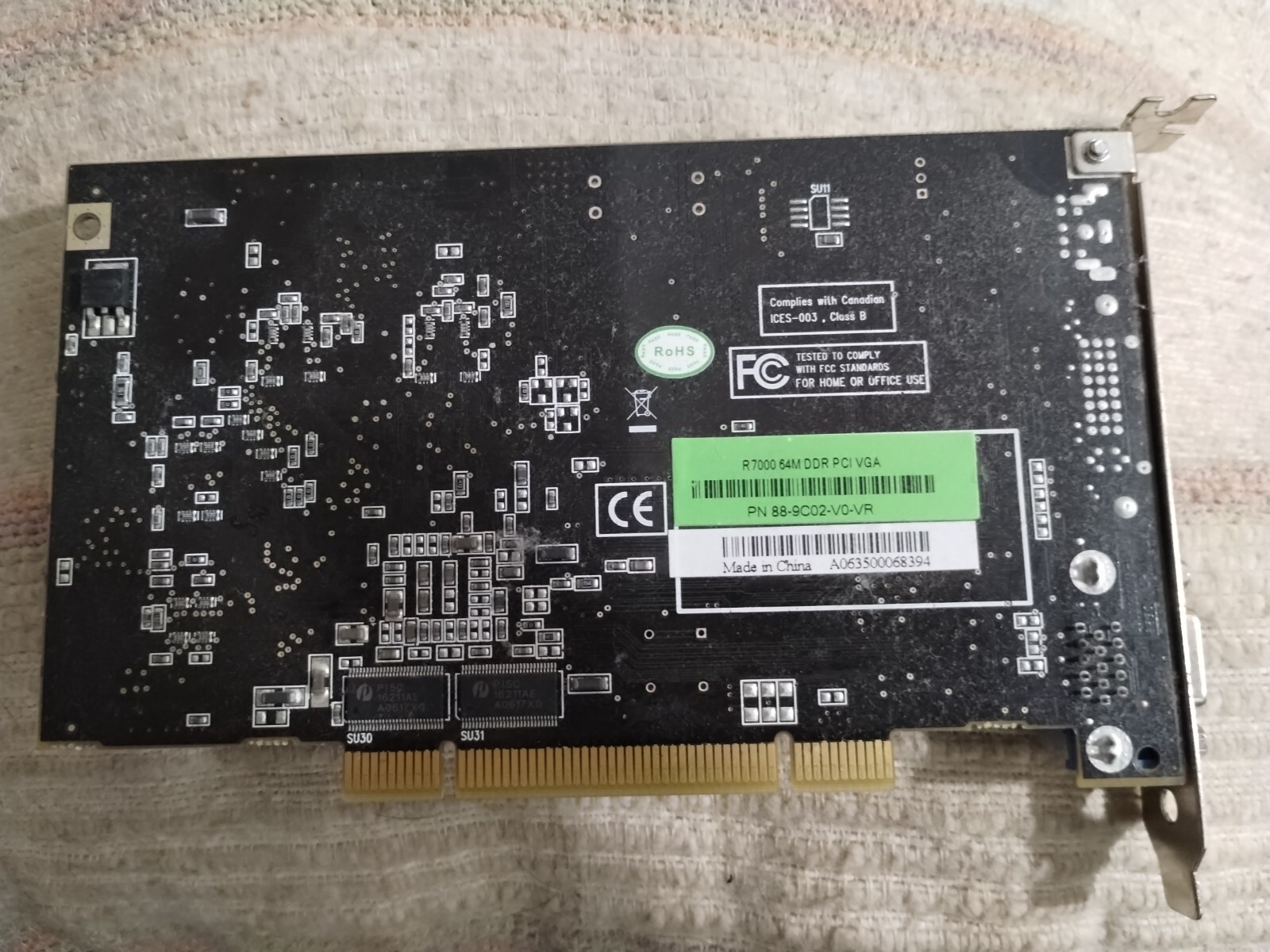 ATI SAPPHIRE VIDEO GRAPHICS CARD RADEON R7000 64M DDR PCI VGA PN: 88-9C02-V0-VR