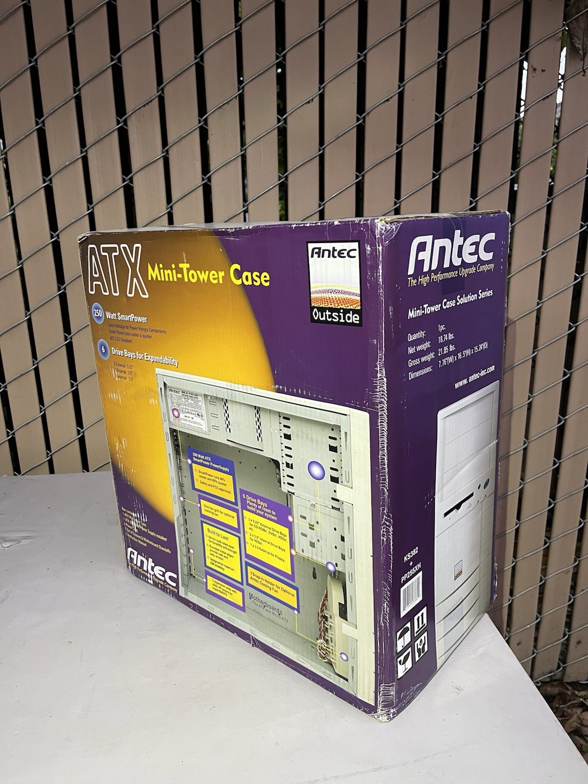New Antec KS382 ATX Mini-Tower Computer Case PP255XH 250W SmartPower PSU Beige