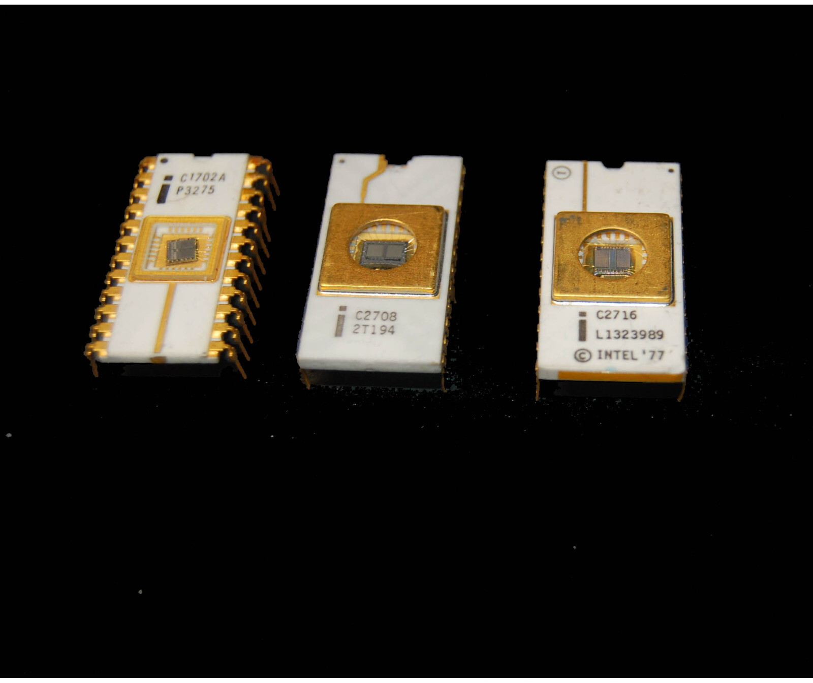 Three Intel Eproms– C1702A, C2708, C2716