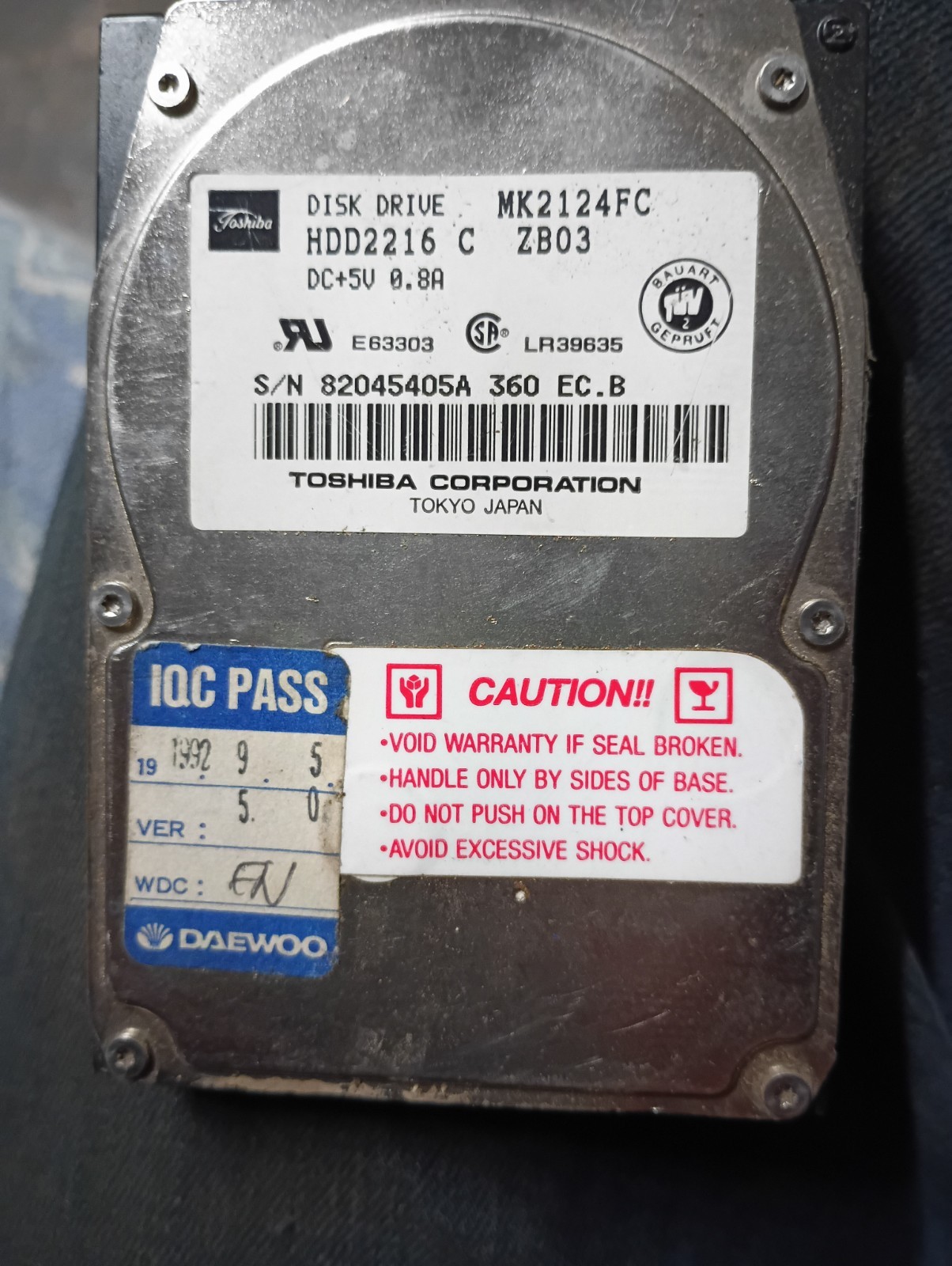 MK2124FC, HDD2216 toshiba 130MB 2.5 inch ide hard drive