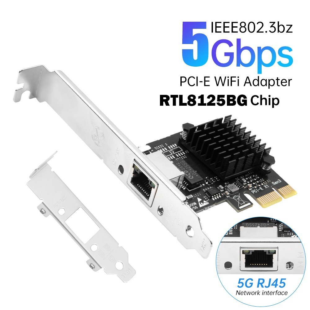 5Gbps PCIe Network Adapter RTL8125 Multi-Gigabit Ethernet Card PCI-E to RJ45 LAN