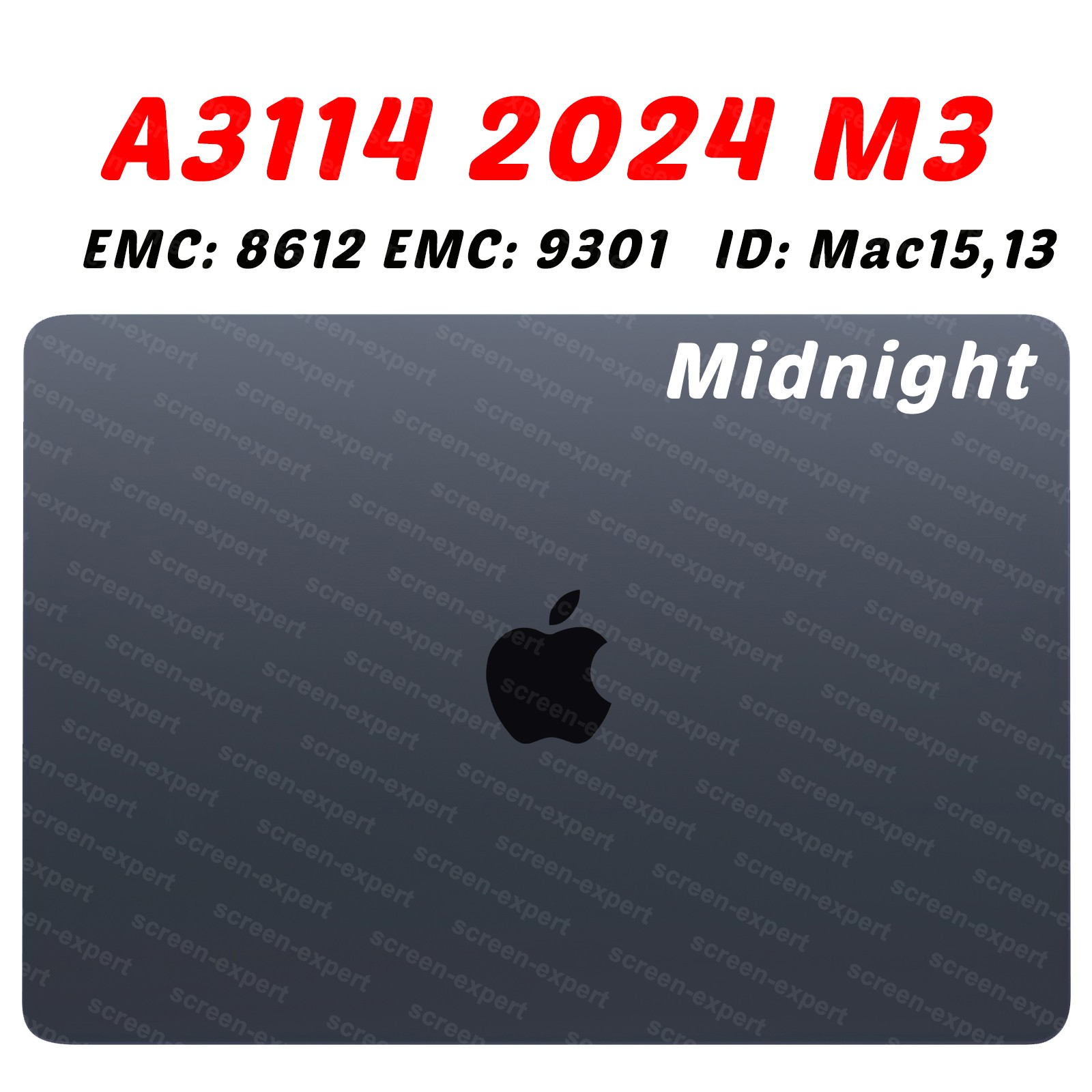 15″ for Macbook Air A3114 2024 M3 EMC 8301 LCD Screen Display Assembly(Midnight)