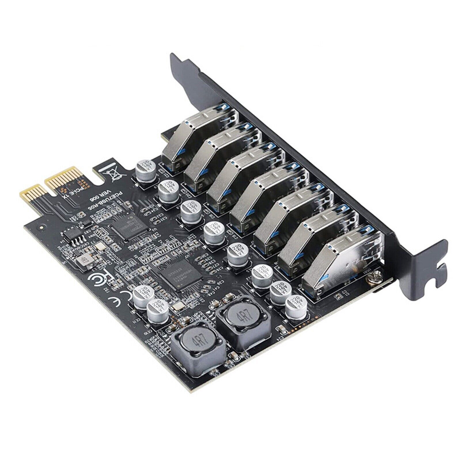 1 PC USB3.2 PCI-E Expansion Card Adapter 7 Ports Hub Adapter External Controller