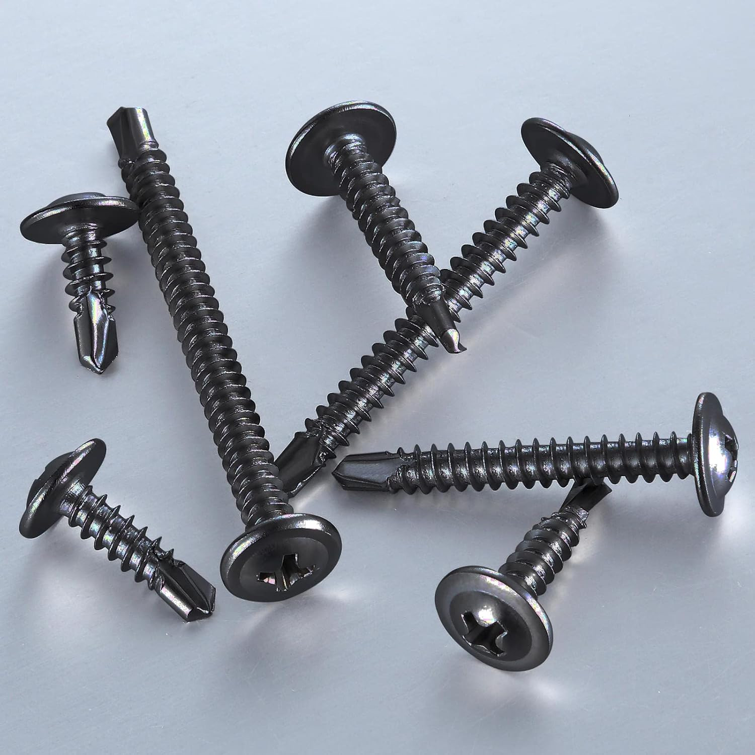 (300Pcs)#8×3/4” for Sheet Metal Self-Tapping Screws 410 Black Stainless Steel Tr