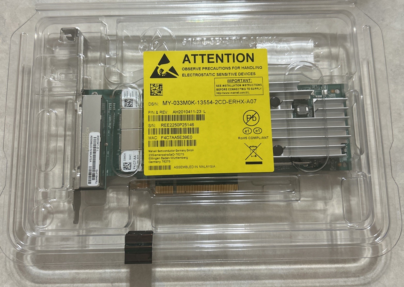 Dell Marvell QLogic FastlinQ QL41164 Quad Port 10Gb RJ45 CNA FH (33M0K)
