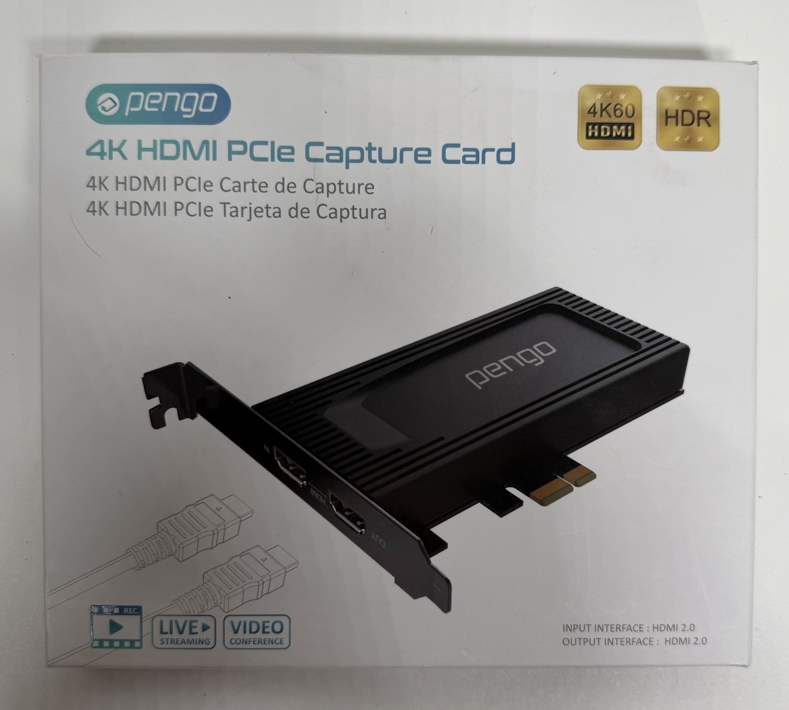 Pengo 4K HDMI PCIe Capture Card 4K30 Recording 4K60 HDR Pass-Through 240Hz