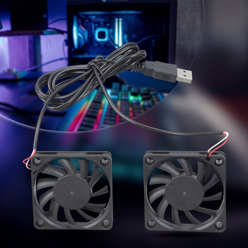 Double USB Powered 60mm Computer Cooling Fan 3000RPM Low Noise 25DBA for Printer