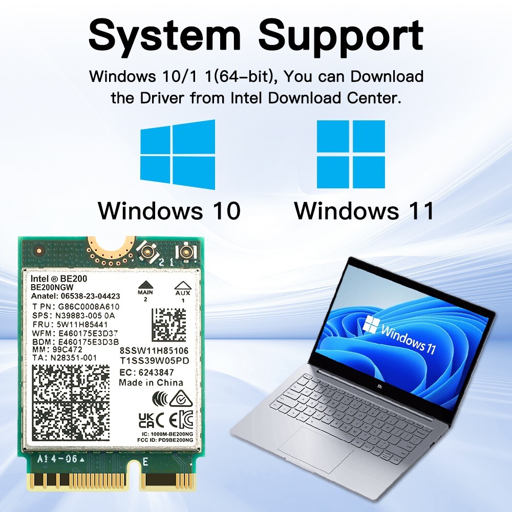 Intel WiFi 7 BE200NGW NGFF M.2 WiFi Card Tri-band Bluetooth 5.4 Wireless Card PC
