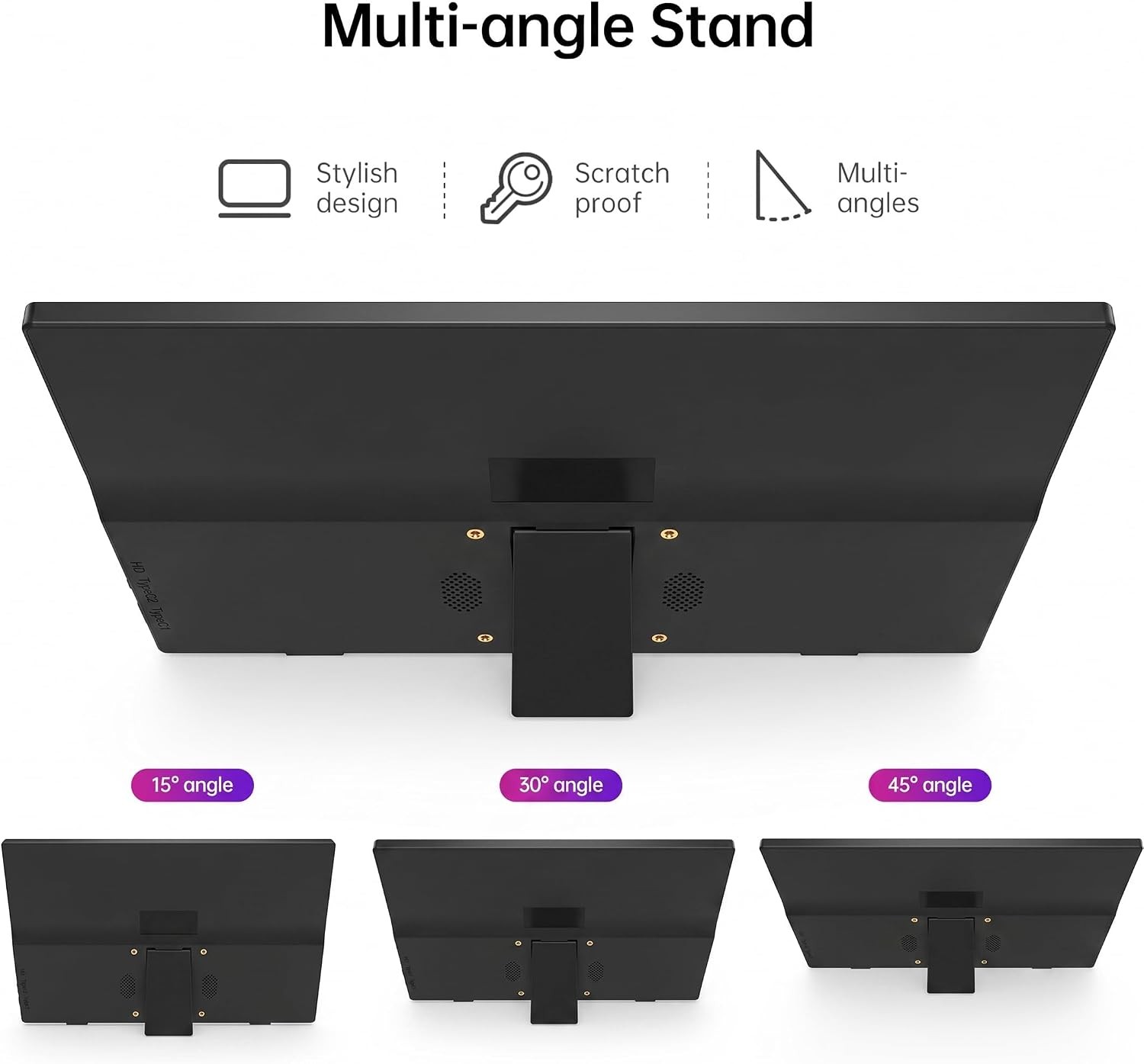 15.6″ FHD Portable Monitor USB-C with Kickstand, Mini HDMI, Low Blue Light