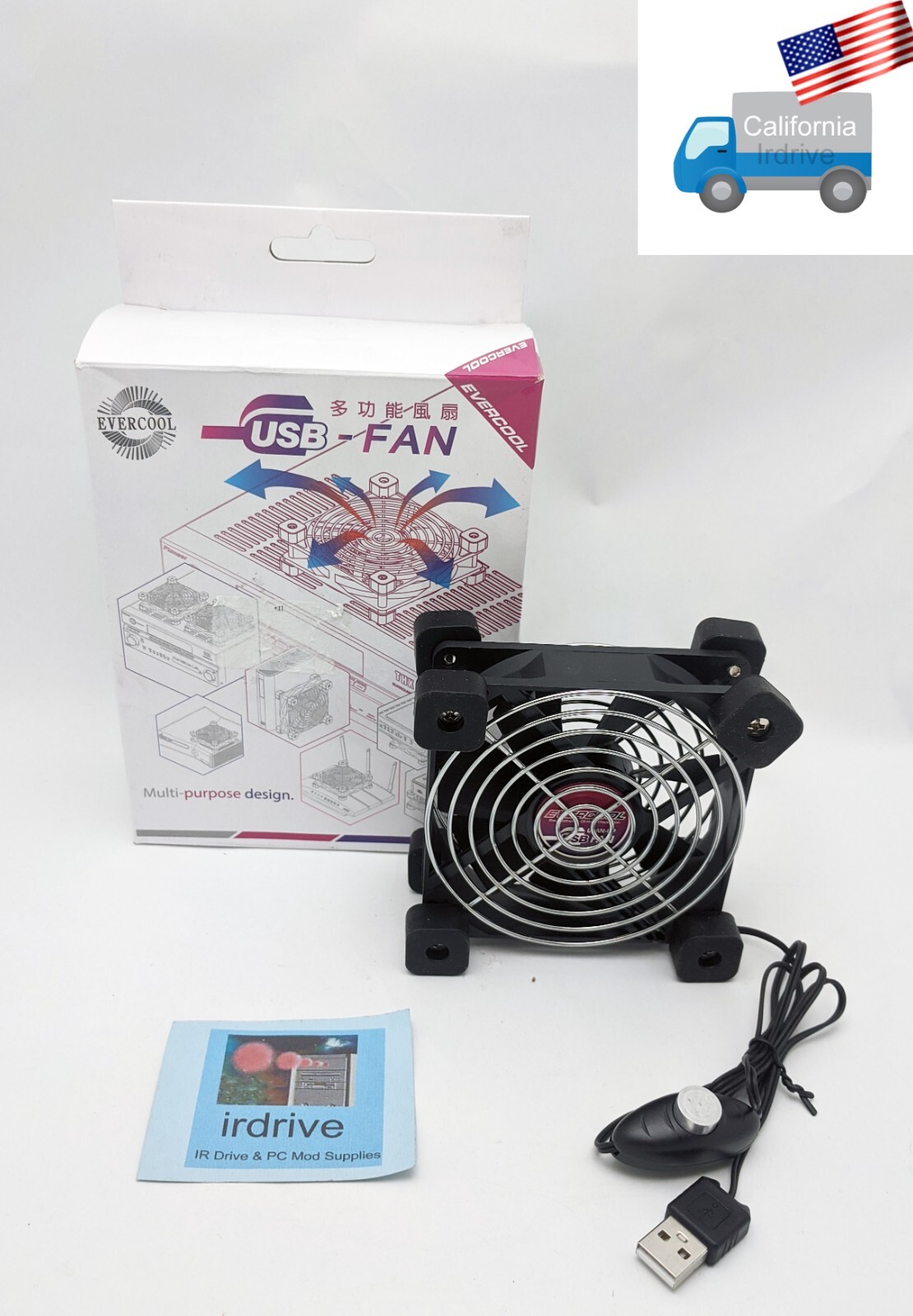Evercool 90/92mm USB Powered NUC, Router, Amplifier, Console 2-Speed Cooling Fan