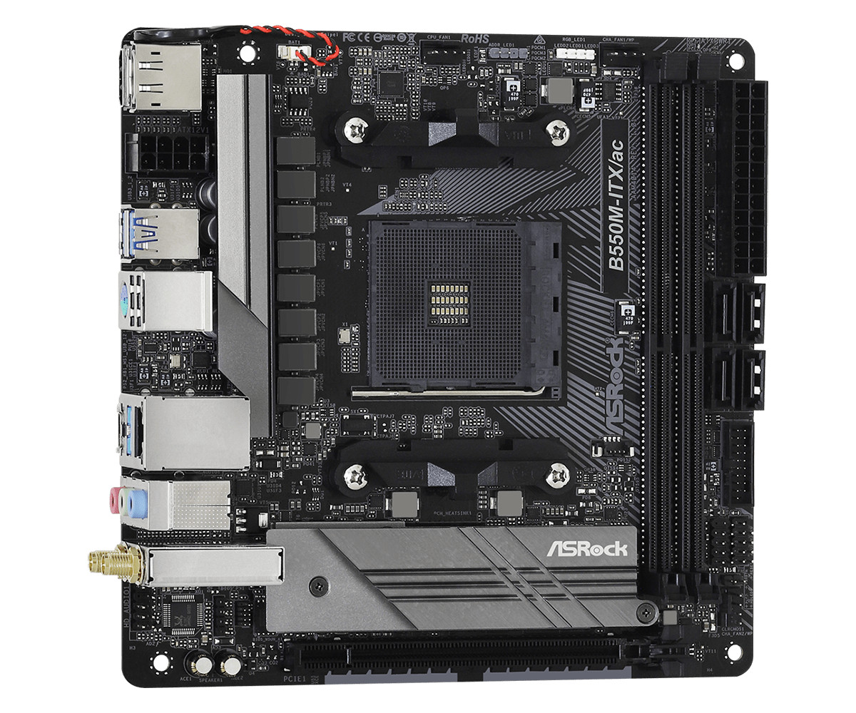 ASRock B550M-ITX/AC AMD AM4 AMD B550 DDR4 PCIe 4.0 x16 Mini-ITX Motherboard