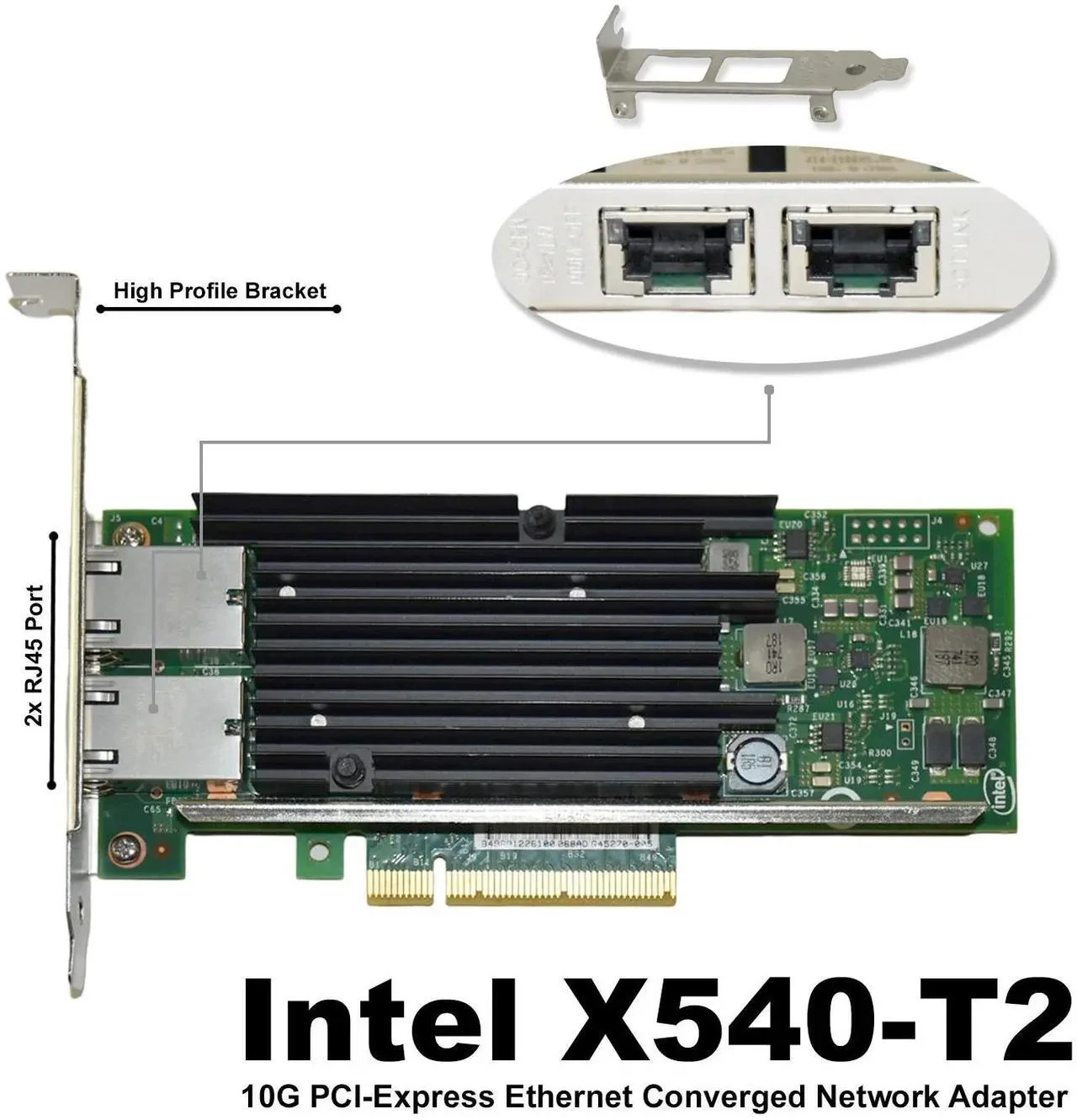 Intel X540-T2 Dual-Ports RJ-45 10GbE PCIe Low-Profile Converged Network Adapter