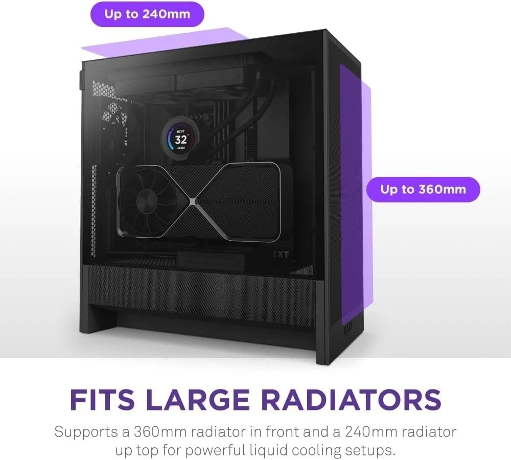 High Airflow H5 Flow 2024 ATX Mid-Tower Case – 360mm Radiator Support Included