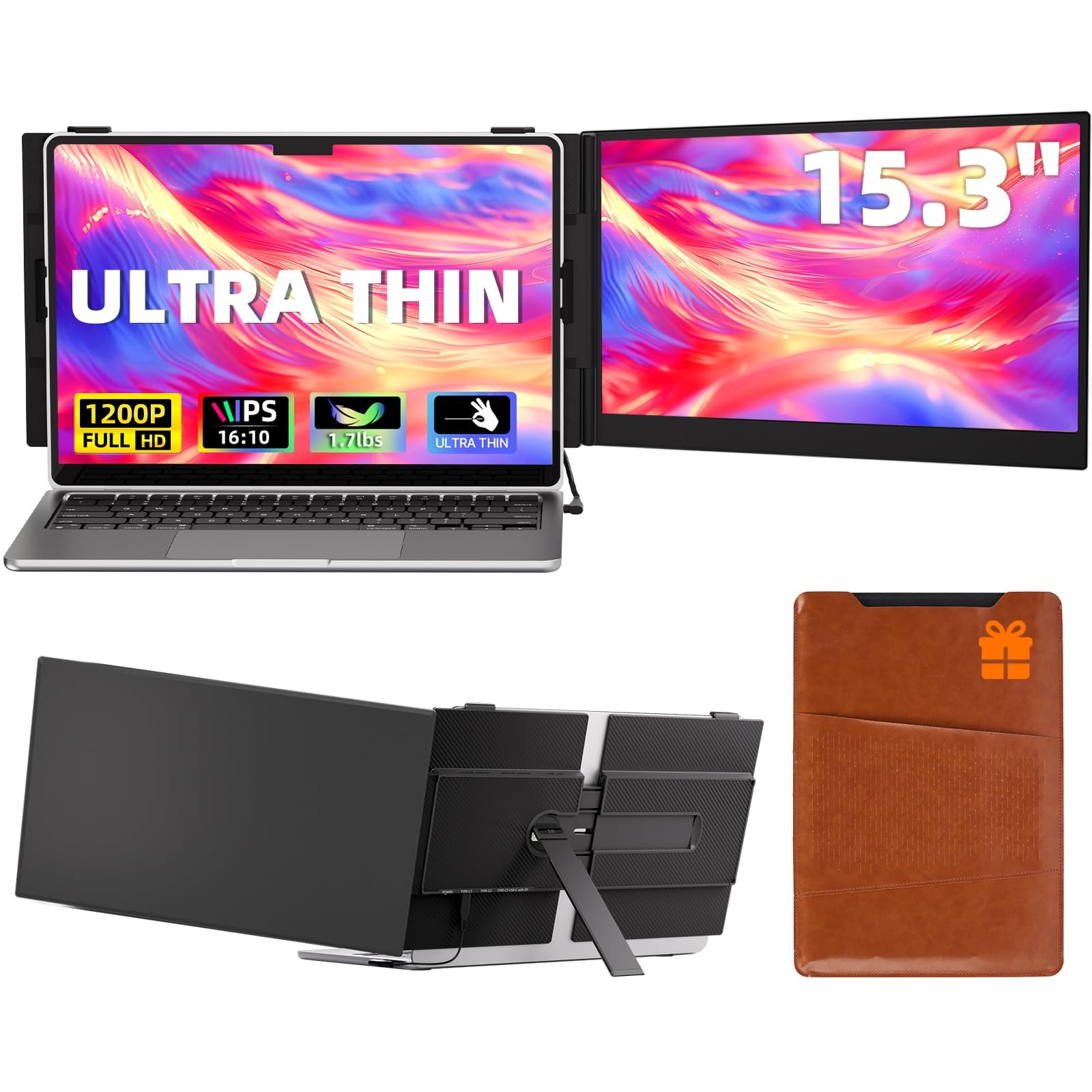 Larksmile Laptop Screen Extender, 15.3″ 16:10 IPS 100% sRGB 15.3″, Black