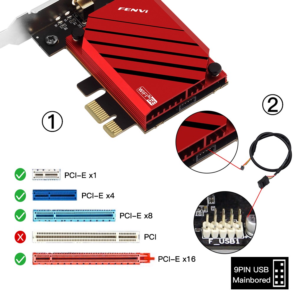 WiFi 6E PCIe Card AX5400 Tri-Band RTL8852CE Desktop Wireless Adapter Bluetooth