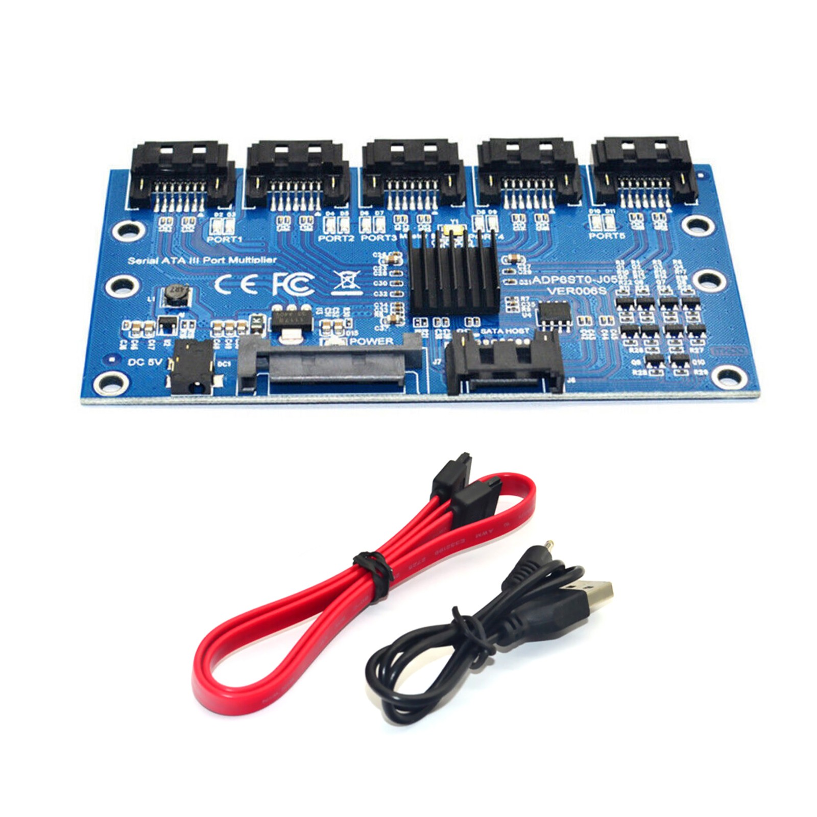 1 To 5 Ports SATA Expansion Card SATA3.0 7PIN Motherboard 6Gbps Riser Card Hub m