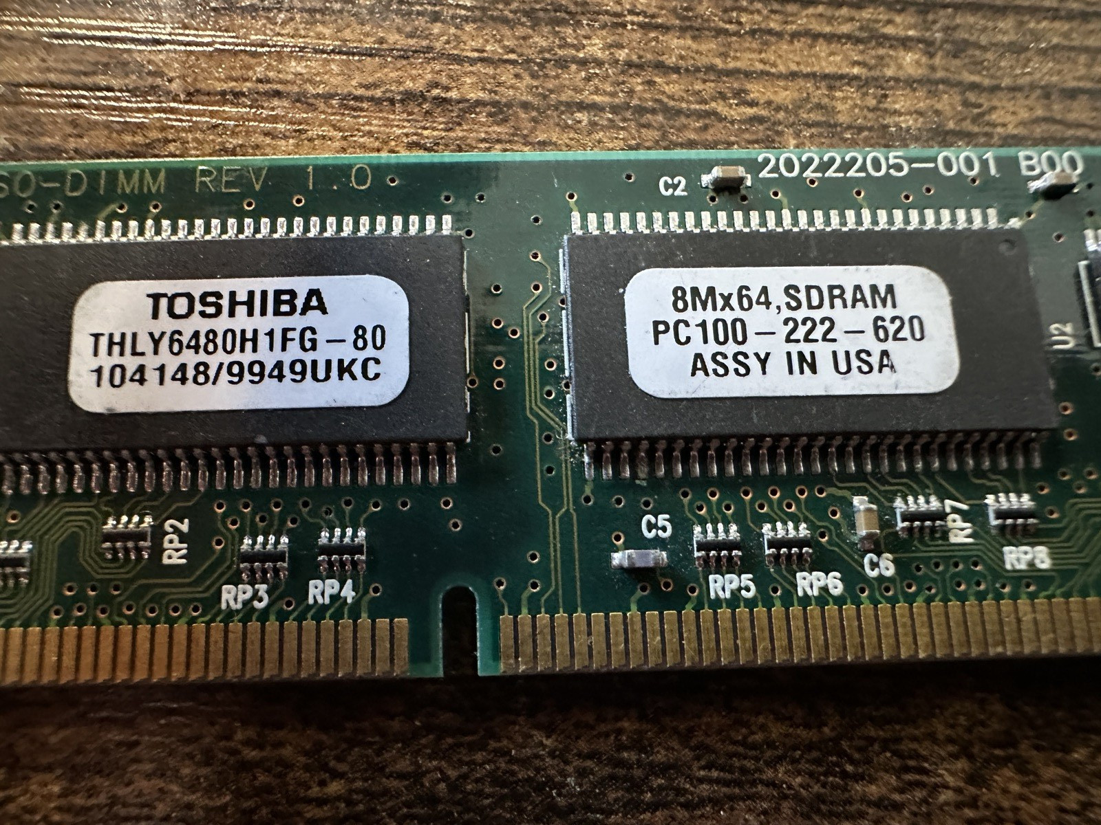 TOSHIBA LAPTOP MEMORY 8MX64 SDRAM PC100-222