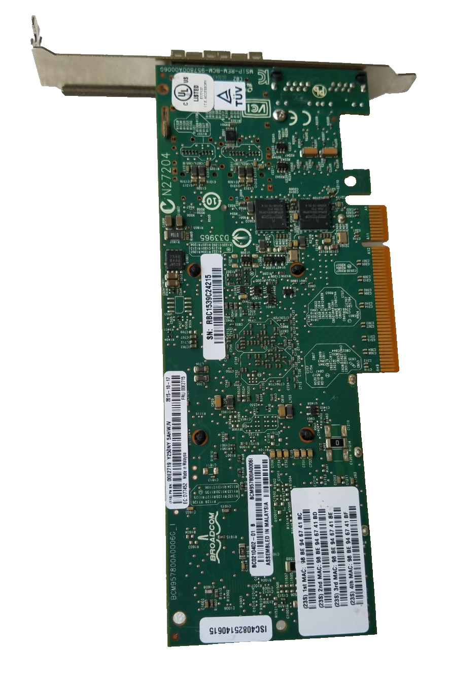 IBM 00E2719 4-Port 10Gb SFP+ 1Gb SR RJ45 Ethernet Copper Adapter PCIe Card