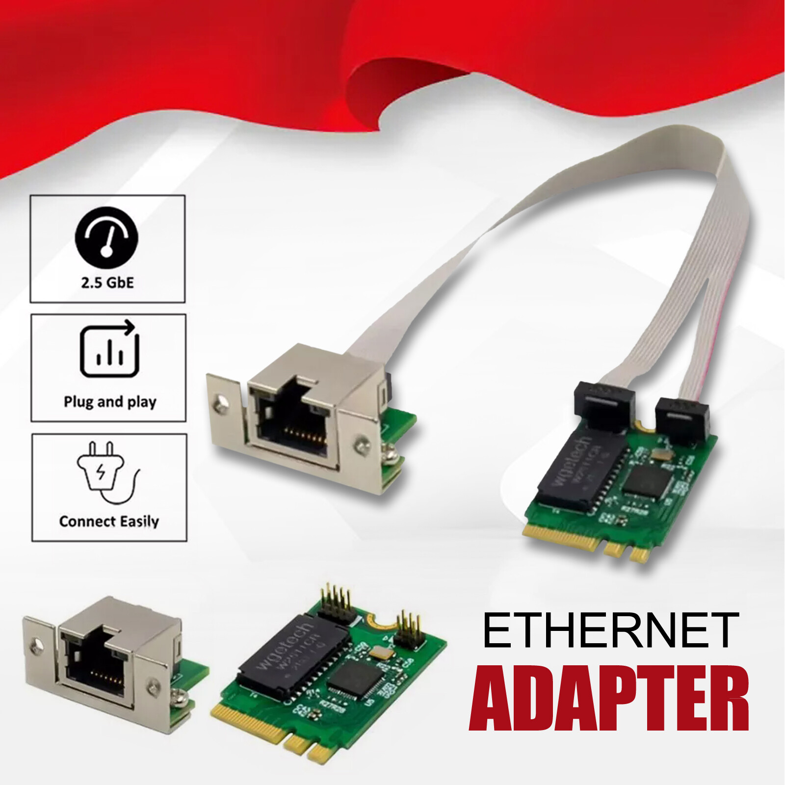 M.2 Key A+E 2.5G Gigabit Ethernet Network Lan Card 2500Mbps RTL8125B chipset