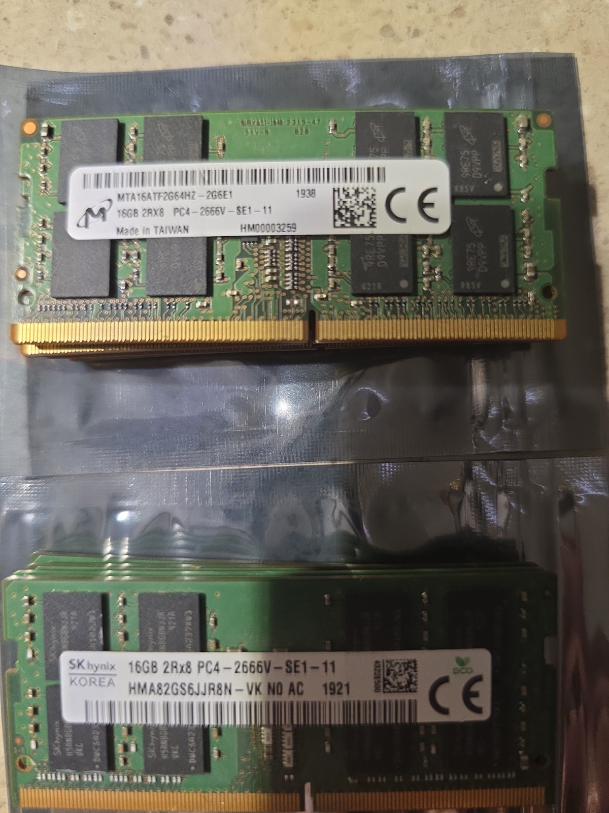 16GB DDR4 2666V (128GB) Laptop Memory Mixed Lot of 8