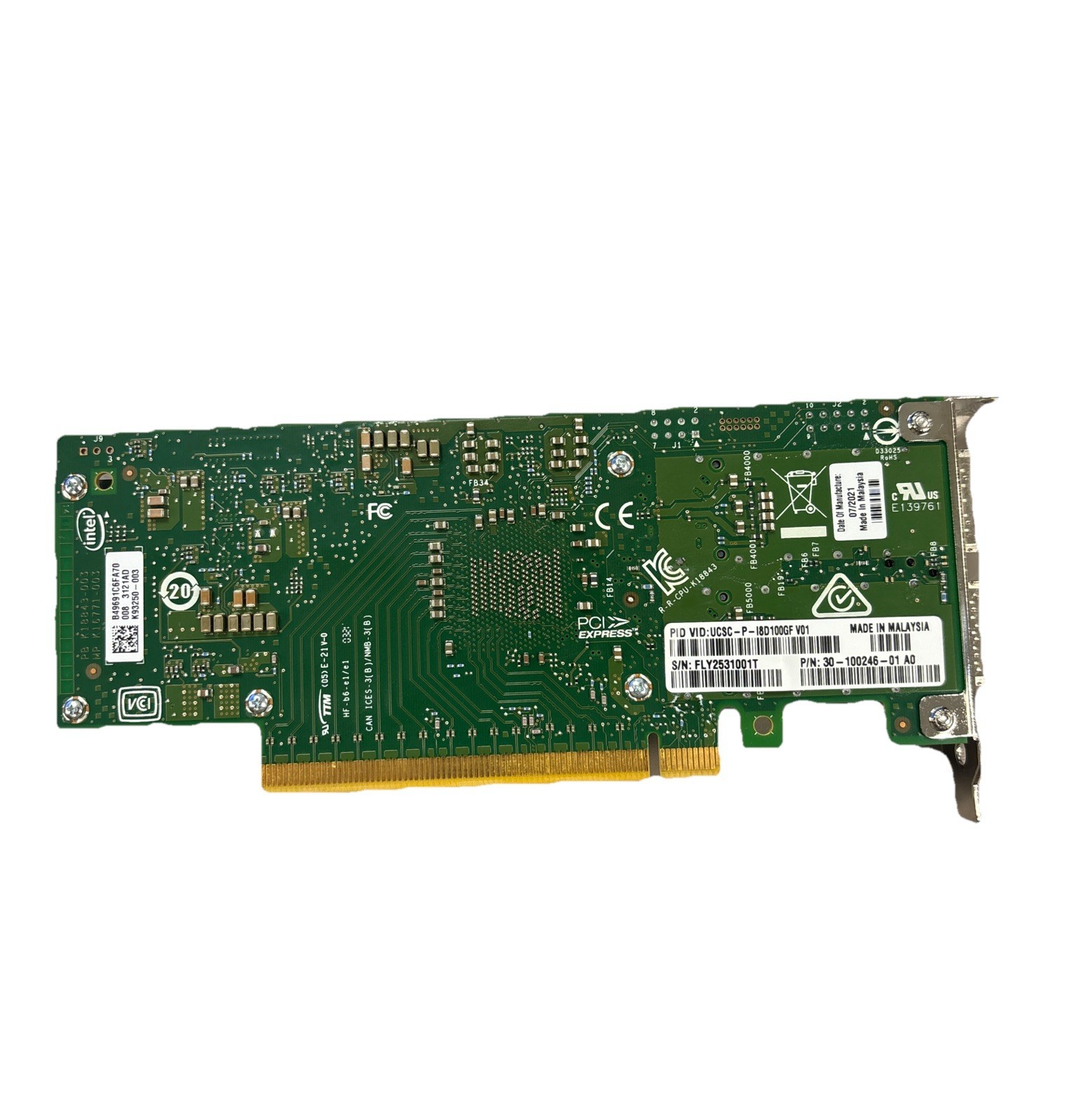 Cisco UCSC-P-I8D100GF Intel DP QSFP28 100Gbps PCIExpress 4.0 x16 Network Adapter