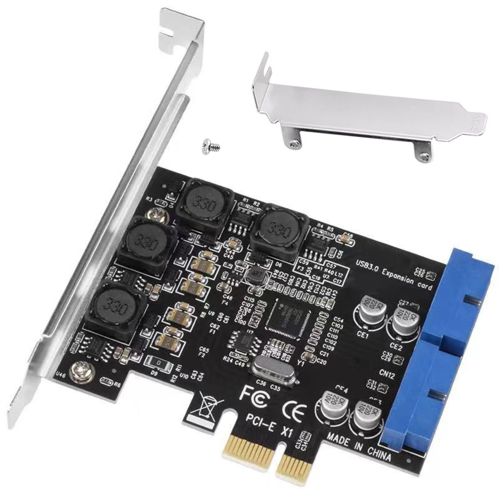 PCIE to Internal 2 Port 19Pin Header 4 Port USB 3.0 Expansion Card 8cm Low