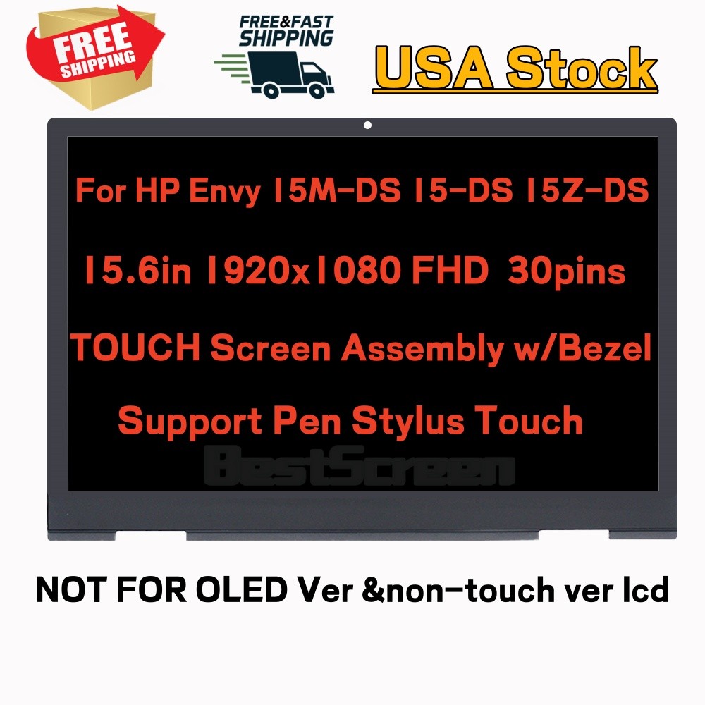 30pins For HP Envy X360 15-DS1010WM LCD Touch Screen Digitizer Assembly + Bezel