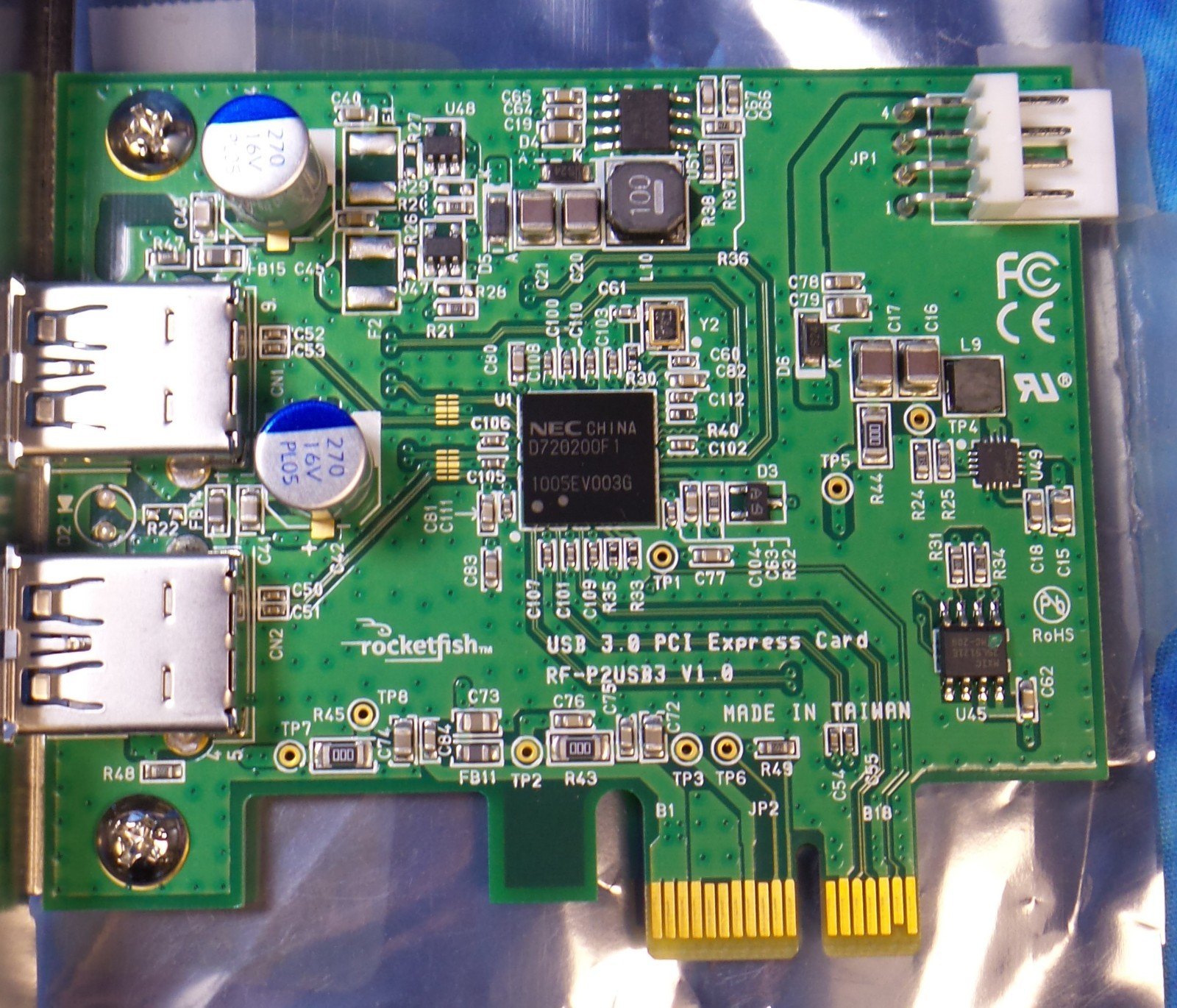 Rocketfish 2-Port USB 3.0 PCI-e Express 1x RF-P2USB3 V1.0 Floppy 4-Pin PWR