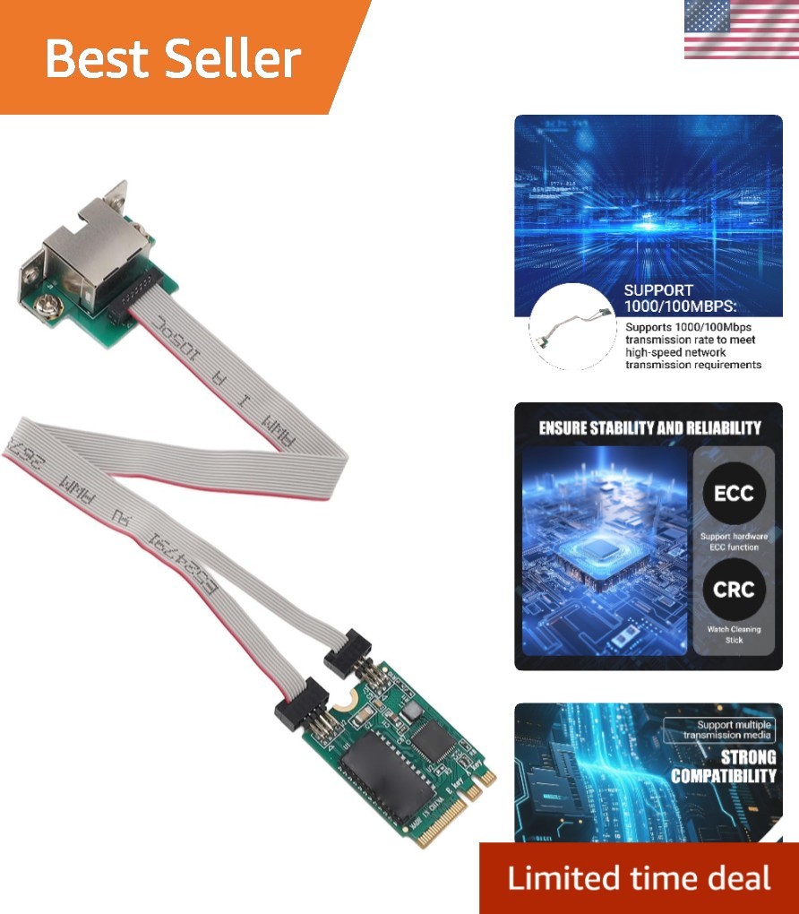 M.2 A+E Key 1G Gigabit Ethernet Network Card, Chip Controller, 1000/100Mbps R…