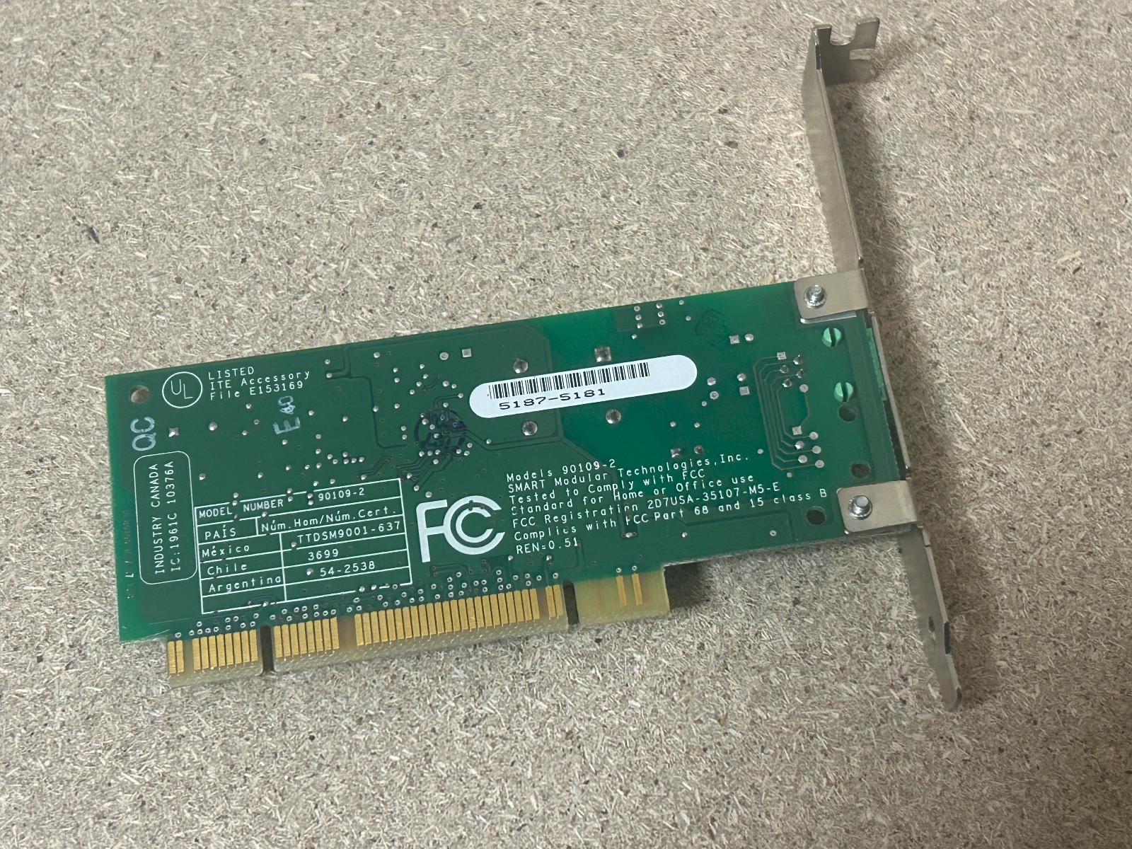 SMART MADULAR TECH INC 1 Port Low Profile PCI 10/100 Mbps Ethernet 90109-2