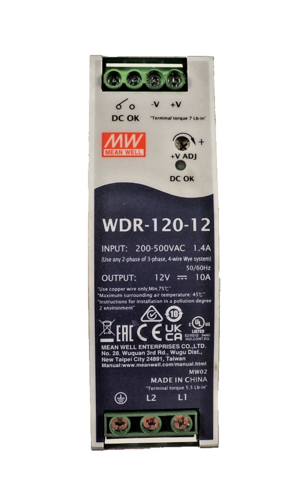 MW Mean Well WDR-120-12 Din Rail 12V 10A Industrial Power Supply
