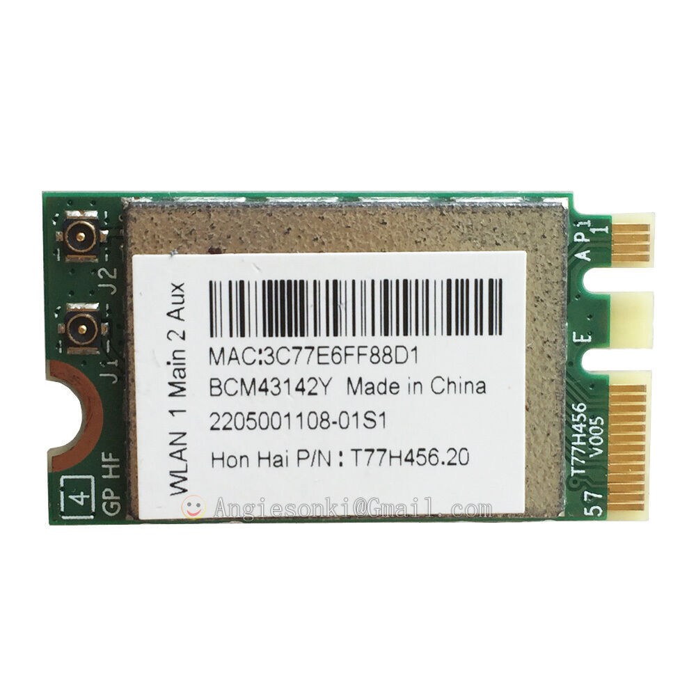 M.2 NGFF Broadcom BCM943142Y Wireless Card: 802.11b/g/n Wifi & Bluetooth 4.0