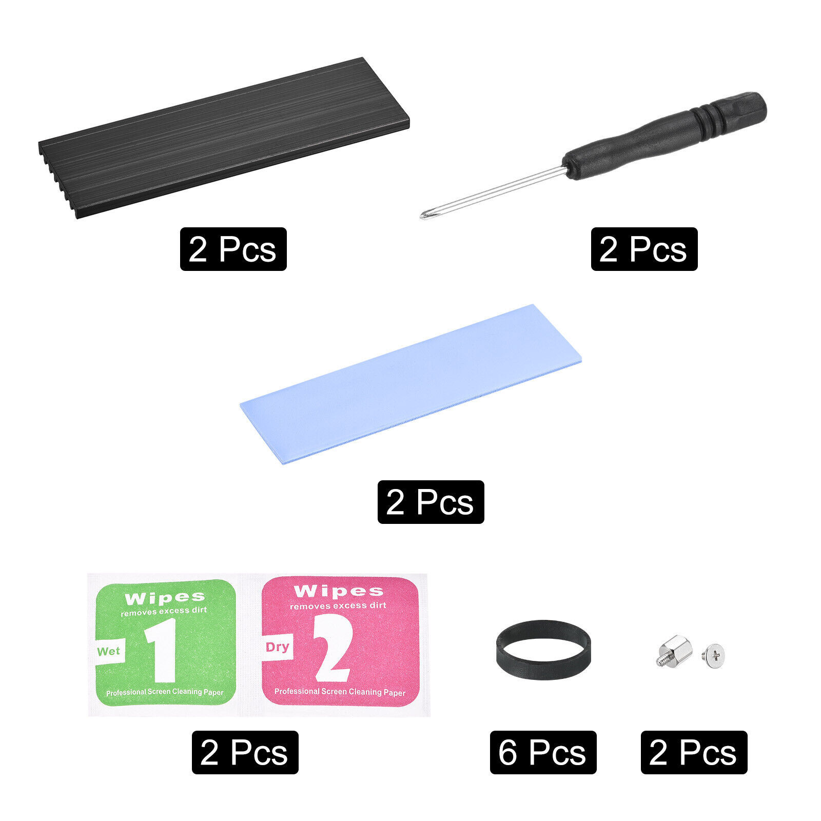 Hot Selling 2PCS M.2 2280 Nvme SSD Heatsink Cooler with 1mm Black Thermal Pad