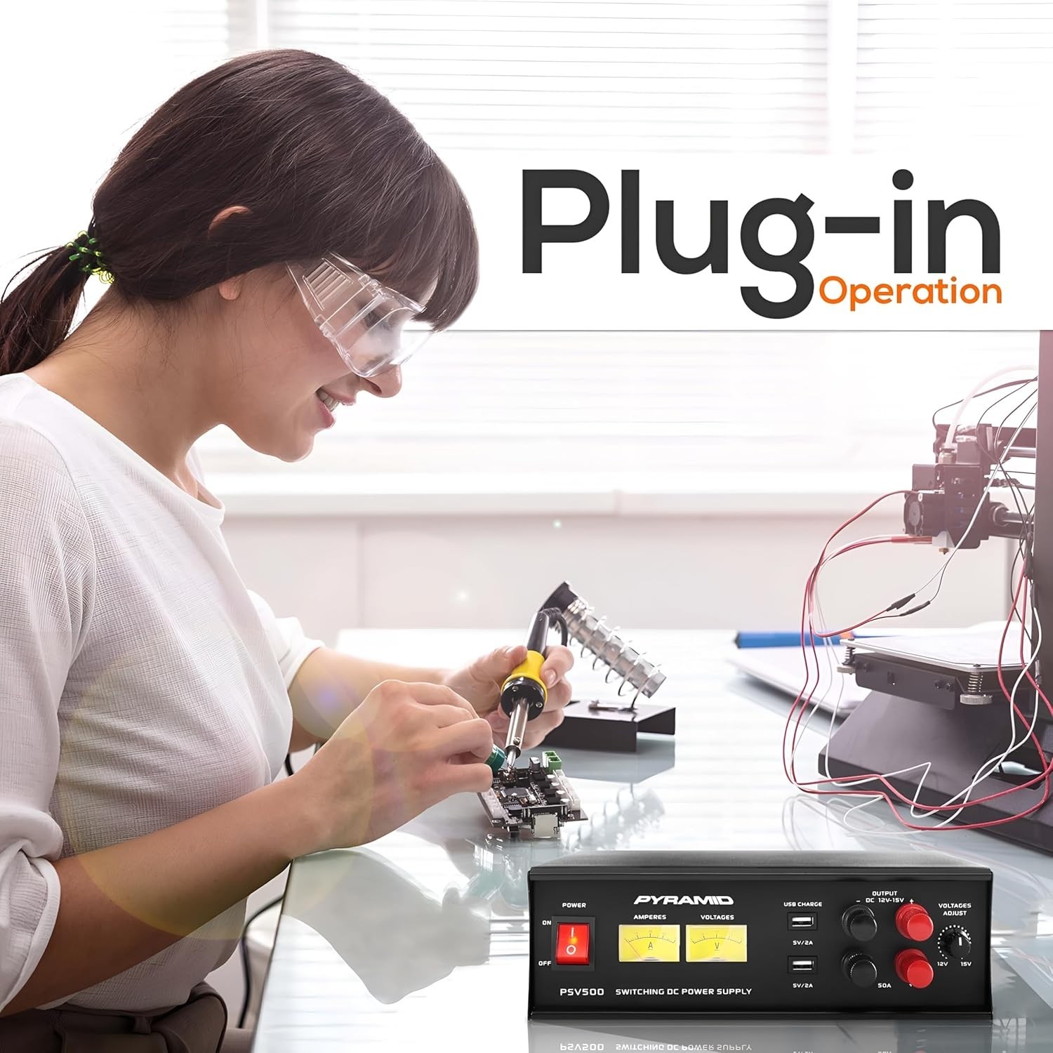 Adjustable DC Voltage Power Supply with USB Ports