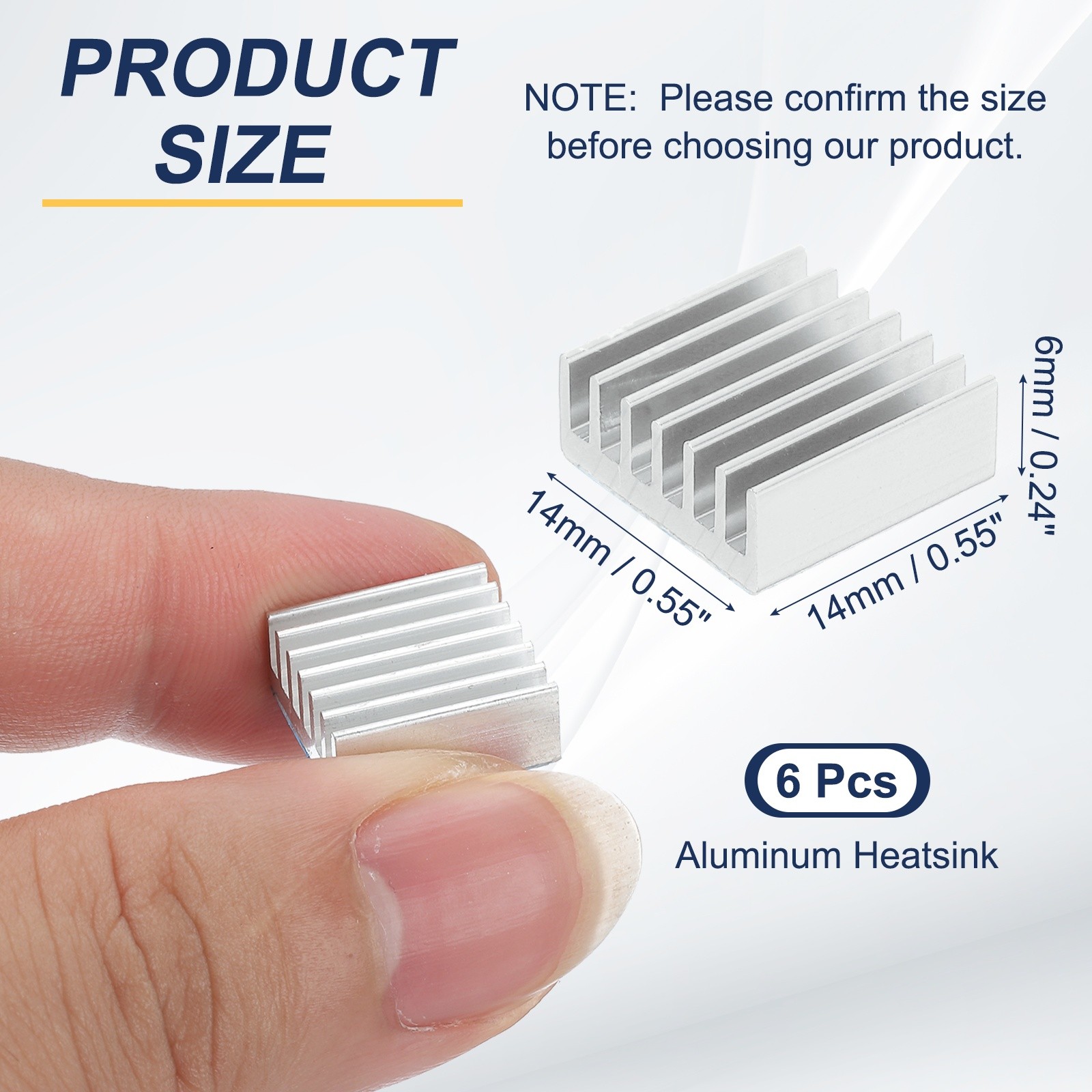 6 Pcs Heatsink 14x14x6mm Aluminum Heat Sink with Thermal Blue Sticker White