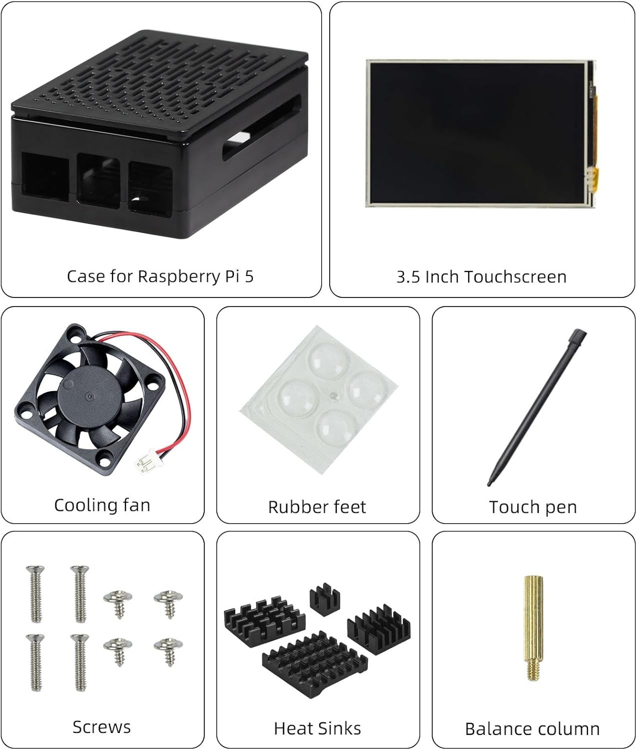 Raspberry Pi 5 3.5 Inch Touchscreen Display 480×320 TFT LCD Monitor Mini Fan