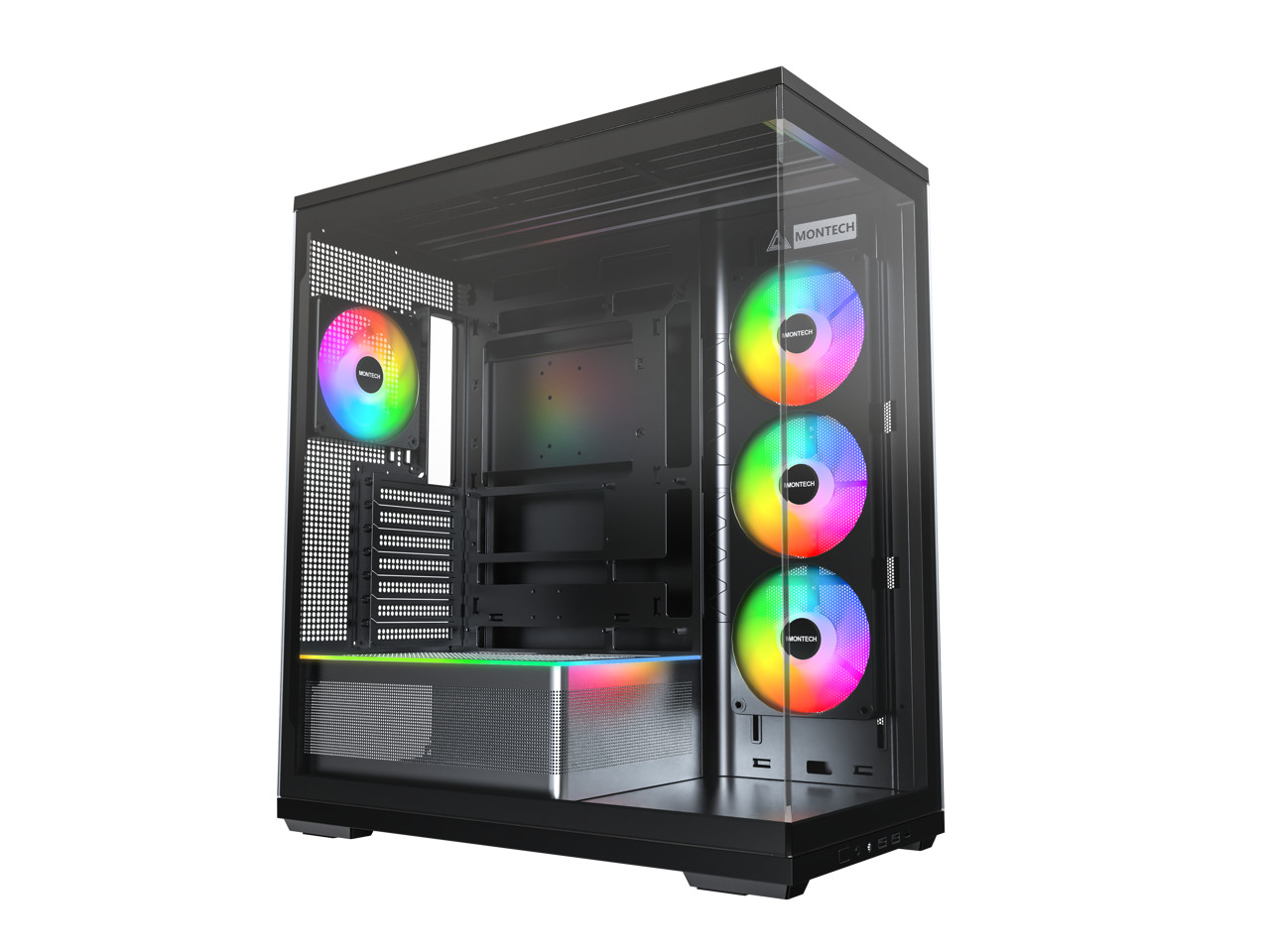 MONTECH TG3 Panoramic ATX Mid-Tower PC Case, Pre-Installed 360mm ARGB Unibody Fa