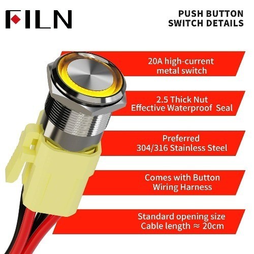 Blue LED Latching Pushbutton Switch 20 Amp 22mm High Current 110V Color: Blue