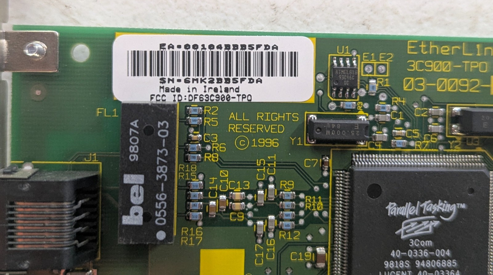 3Com EtherLink XL 3C900-TPO PCI 10Mbps RJ45 Network Card 03-0092-005