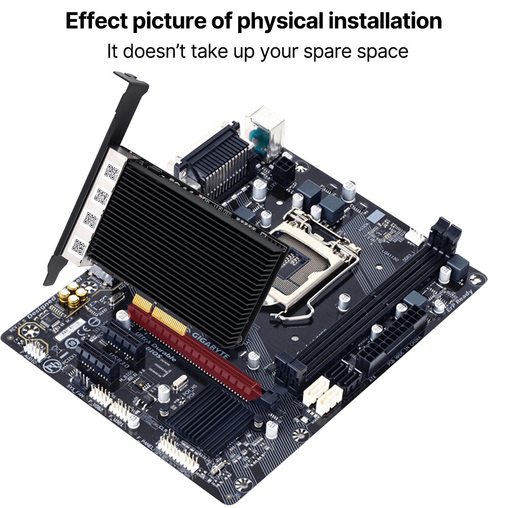 2.5G RJ45 Four Ports Gigabit Ethernet Card Intel I226 Gaming PCIE Adapter Server