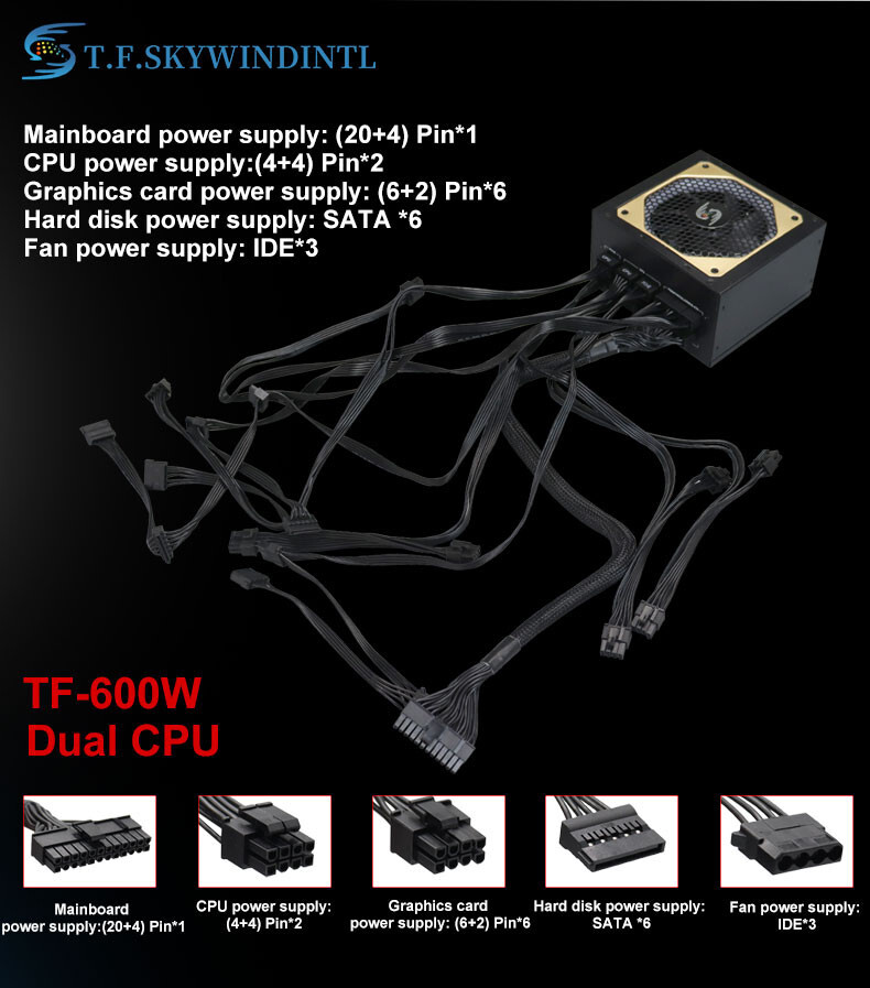 New RGB Gaming 600w Power Supply Full-Modular ATX PC Case PSU Power Supplies