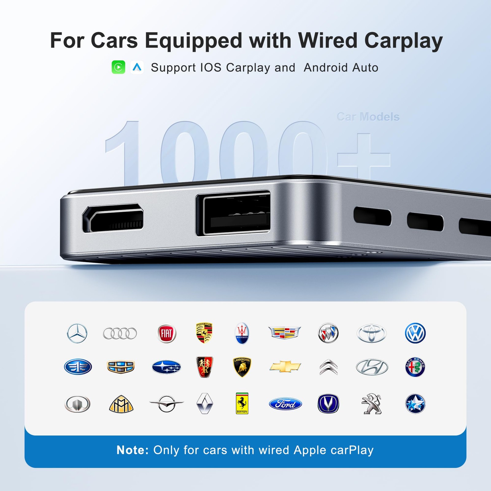 AI Box CarPlay, 3-in-1 Wireless CarPlay Adapter & Android Auto for T11, Black
