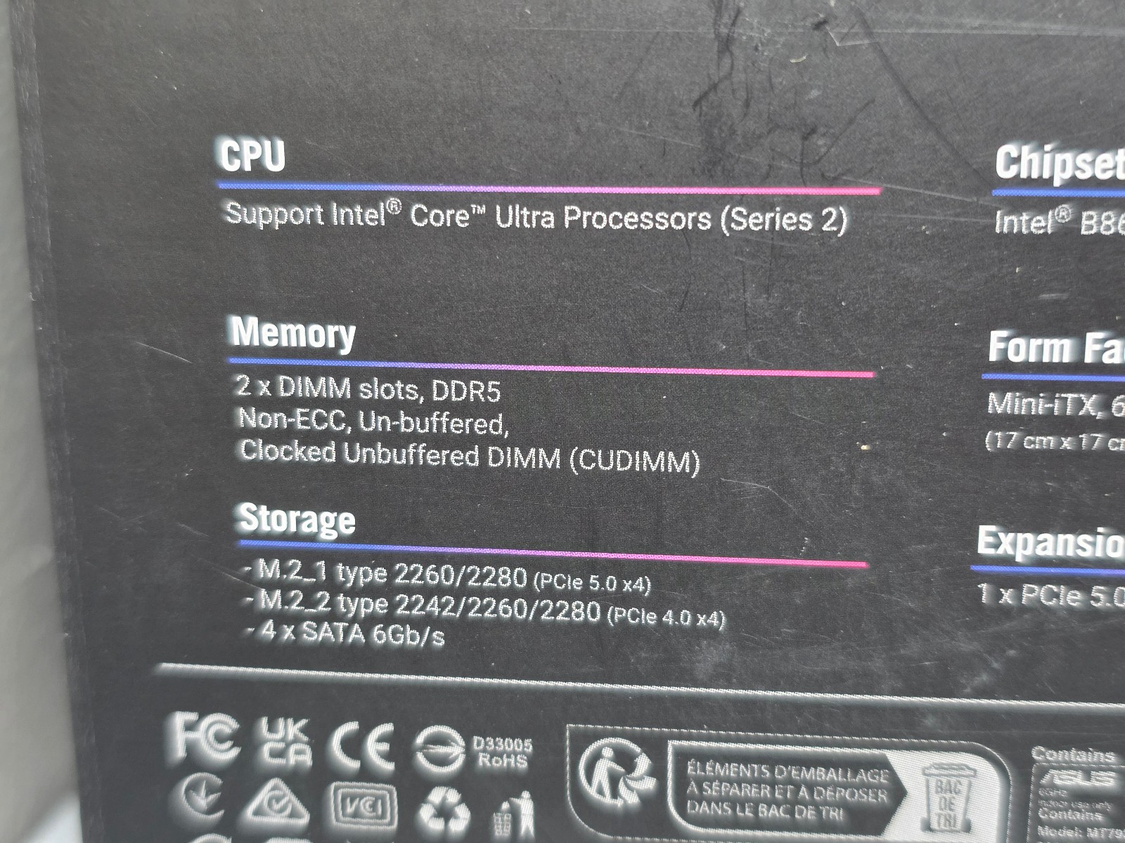 ASUS ROG STRIX B860-I GAMING WIFI B860 LGA 1851 mITX Mini-ITX Intel -SEALED