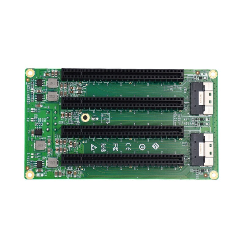 2 Port SFF-8654 to 4 PCIe x16 Slot Adapter
